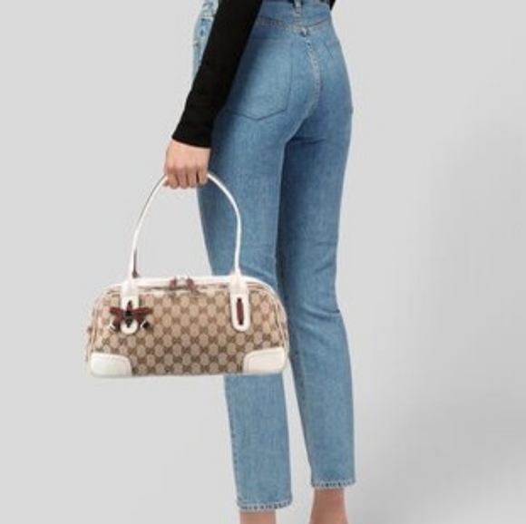 Authentic Gucci GG Monogram Supreme Sherry Web Princy Boston Tote Shoulder Bag - Picture 2 of 14